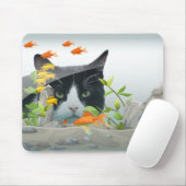 Benutzerdefiniertes Foto Cat Peering in Fischen Ta Mousepad (Mit Mouse)
