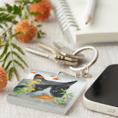 Benutzerdefiniertes Foto Cat Peering in Fischen Ta Schlüsselanhänger (Vorderseite rechts)