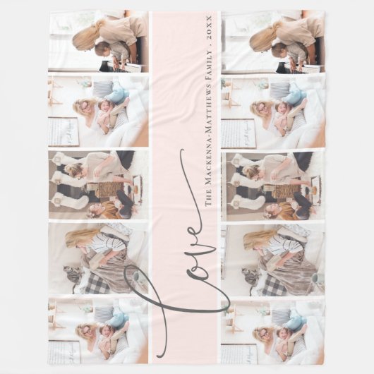 Benutzerdefiniertes Foto Collage Modernes Skriptfa Fleecedecke (Vorderseite)