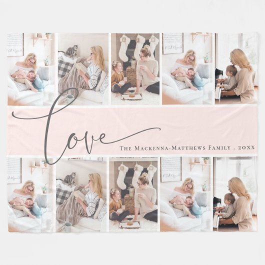 Benutzerdefiniertes Foto Collage Modernes Skriptfa Fleecedecke (Vorderseite (Horizontal))