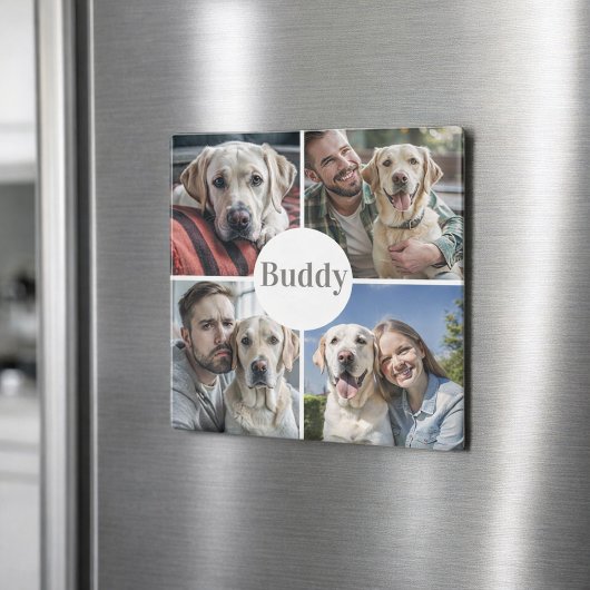 Benutzerdefiniertes Foto Collage Name Dog Magnet