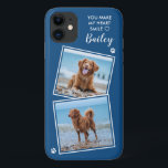 Benutzerdefiniertes Foto Collage Pet Dog Cat Zitat Case-Mate iPhone Hülle<br><div class="desc">Du lässt mein Herz lächeln ... Jetzt kannst du deinen besten Freund mit dir tragen, wo immer du hingehst mit diesem speziellen Hund Tier Foto iPhone Gehäuse . Diese 2-Foto Collage mit Herz und Pfoten Print Design ist modern, elegant, cool und niedlich. Pfoten mit Foto, Katz-Foto oder einem Haustier mit...</div>