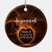 Benutzerdefiniertes Foto, das Orange-Abschluss fla Keramik Ornament (Hinten)