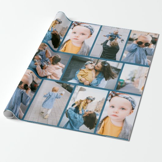 Benutzerdefiniertes Foto Denim Blue Wrapping Paper Geschenkpapier (Ungerollt)
