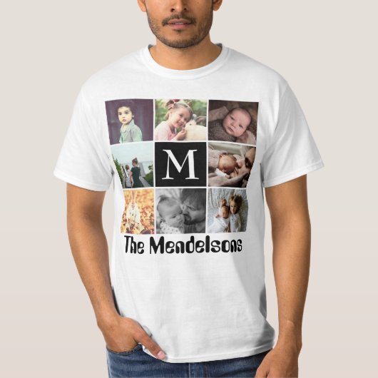 Benutzerdefiniertes Foto der Familie und Name Mono T-Shirt (Vorderseite)