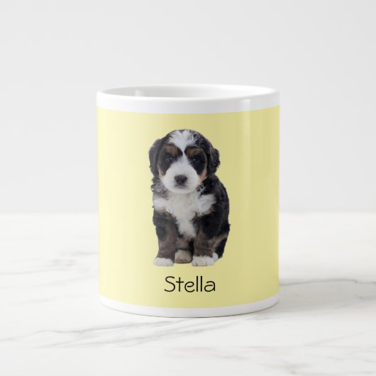 Benutzerdefiniertes Foto des Hundes - Pastellgelb Jumbo-Tasse (Vorderseite)