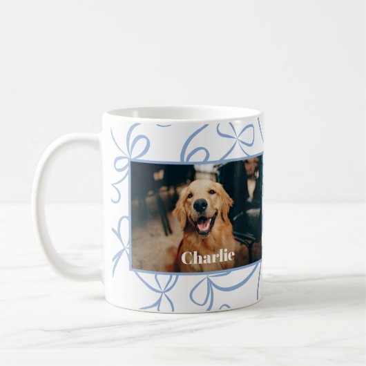 Benutzerdefiniertes Foto des Hundes und Name Licht Kaffeetasse (Links)