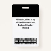 Benutzerdefiniertes Foto des Mitarbeiters, Bar, Lo Ausweis (Rückseite)