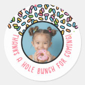 Benutzerdefiniertes Foto Donut Sprinkles dank eine Runder Aufkleber (Vorderseite)