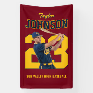 Benutzerdefiniertes Foto eines Baseballspielers mi Banner