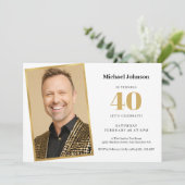 Benutzerdefiniertes Foto Einfach 40. Geburtstag Einladung (Stehend Vorderseite)
