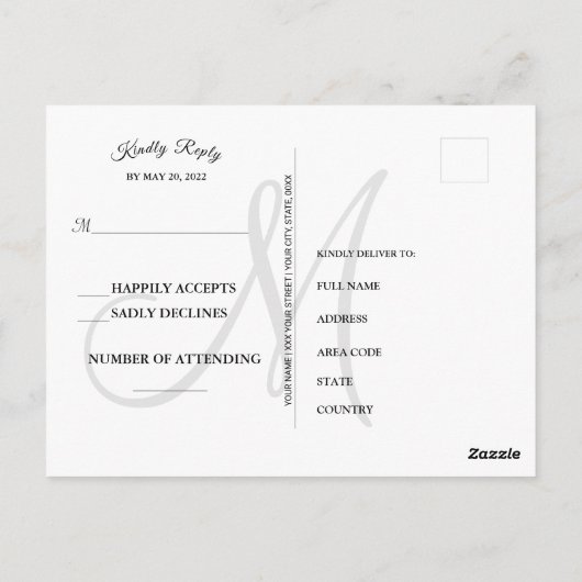 Benutzerdefiniertes Foto Einfache Elegante Script Postkarte (Rückseite)