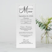 Benutzerdefiniertes Foto Einfache Elegante Skripte Menükarte (Stehend Vorderseite)