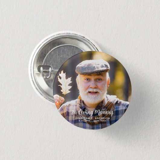 Benutzerdefiniertes Foto Einfache Gedenkstätte Per Button (Vorne & Hinten)