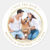 Benutzerdefiniertes Foto Elegante GoldWedding spei Runder Aufkleber (Vorderseite)