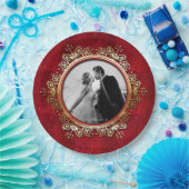 Benutzerdefiniertes Foto Elegante Red Gold Rose fä Pappteller (Party)