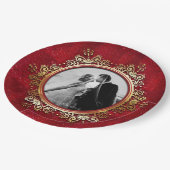 Benutzerdefiniertes Foto Elegante Red Gold Rose fä Pappteller (Schrägansicht)