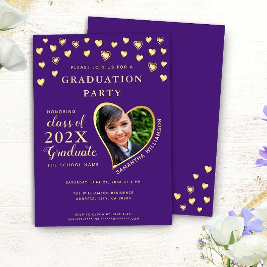 Benutzerdefiniertes Foto Eleganter Lila und Gold A Einladung