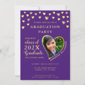 Benutzerdefiniertes Foto Eleganter Lila und Gold A Einladung (Vorderseite)