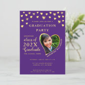 Benutzerdefiniertes Foto Eleganter Lila und Gold A Einladung (Stehend Vorderseite)