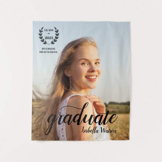 Benutzerdefiniertes Foto Elegantes Skript Grad Par Wandteppich (Vorderseite)