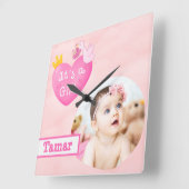 Benutzerdefiniertes Foto - Es ist ein Mädchen Quadratische Wanduhr (Winkel)