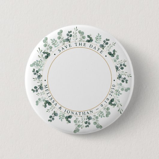 Benutzerdefiniertes Foto Eukalyptus Wedding Save t Button (Vorderseite)
