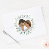 Benutzerdefiniertes Foto Eukalyptus Wedding Save t Runder Aufkleber (Umschlag)