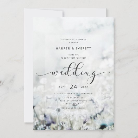 Benutzerdefiniertes Foto Fading Wildblume Meadow W Einladung (Vorderseite)