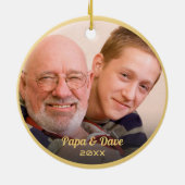 Benutzerdefiniertes Foto Familienname Gold Frame E Keramik Ornament (Hinten)