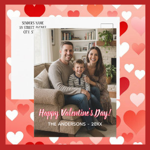 Benutzerdefiniertes Foto & Familienname. Valentins Feiertagspostkarte