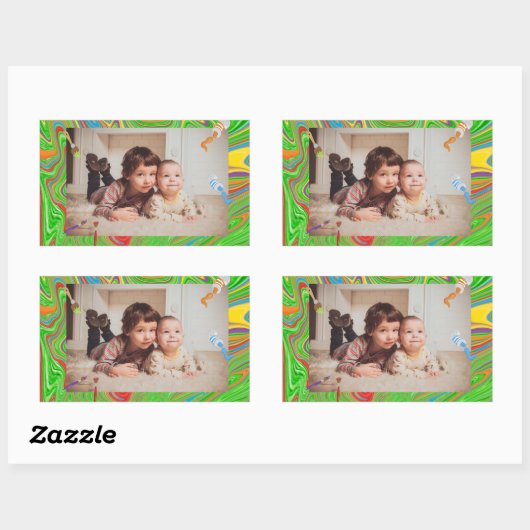 Benutzerdefiniertes Foto Farbiges Pinselmotiv Rechteckiger Aufkleber (Blatt)