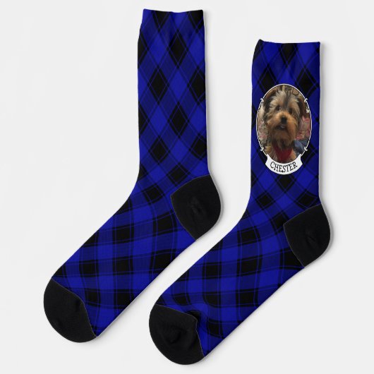 Benutzerdefiniertes Foto Frame Classic Blau und Sc Socken (Linkes Detail)