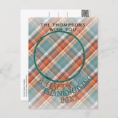 Benutzerdefiniertes Foto Freuen Erntedank Karierte Postkarte (Vorne/Hinten)