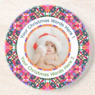 Benutzerdefiniertes Foto Frohe Weihnachten Moderne Getränkeuntersetzer