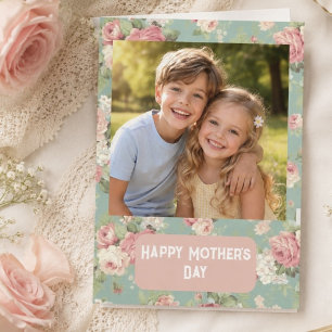 Benutzerdefiniertes Foto Frohen Muttertag floral Karte