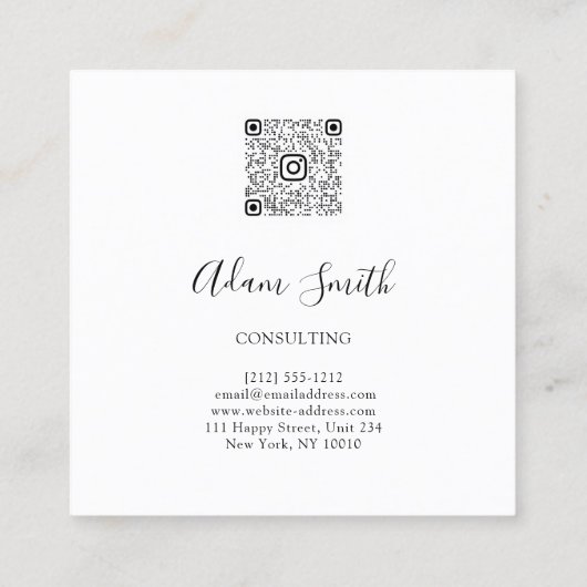 Benutzerdefiniertes Foto für das QRCode-Logo Lila Quadratische Visitenkarte (Rückseite)