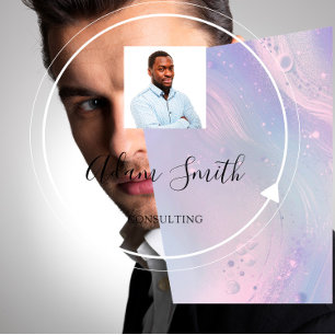 Benutzerdefiniertes Foto für das QRCode-Logo Lila Quadratische Visitenkarte