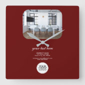 Benutzerdefiniertes Foto für das Unternehmen mit R Quadratische Wanduhr (Vorderseite)