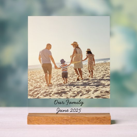 Benutzerdefiniertes Foto für die Familie mit Text Acrylschild (Neutral)