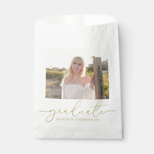 Benutzerdefiniertes Foto für die Gold Script-Gradu Geschenktütchen (Vorderseite)