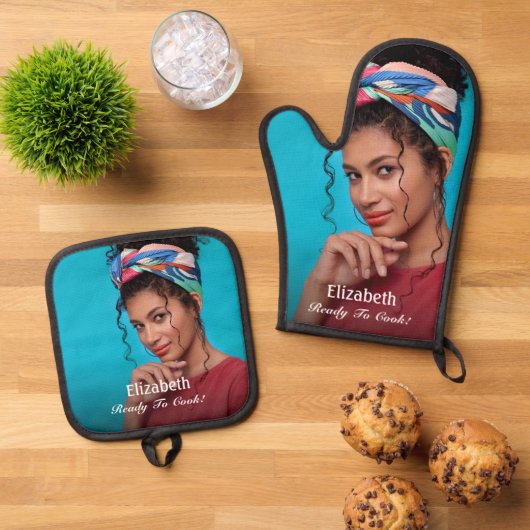 Benutzerdefiniertes Foto für die Zubereitung Ofenhandschuh & Topflappen-Set (Oben Unten)