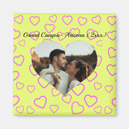 Benutzerdefiniertes Foto für Gelb und Rosa Herzmus Magnet