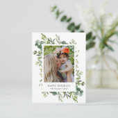 Benutzerdefiniertes Foto für grünen Text Feiertagspostkarte (Stehend Vorderseite)