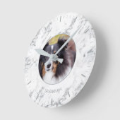 Benutzerdefiniertes Foto für Haustiere und Name - Runde Wanduhr (Winkel)