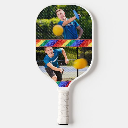 Benutzerdefiniertes Foto für LGBTQ Gay Rainbow Pickleball Schläger (Rückseite)