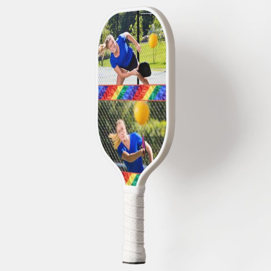 Benutzerdefiniertes Foto für LGBTQ Gay Rainbow Pickleball Schläger (Links)