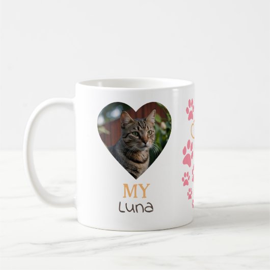 Benutzerdefiniertes Foto für meine Katze und Name Kaffeetasse (Links)