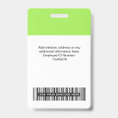 Benutzerdefiniertes Foto für Mitarbeiter, Bar, Log Ausweis (Rückseite)