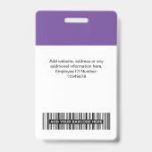 Benutzerdefiniertes Foto für Mitarbeiter, Bar, Log Ausweis (Rückseite)